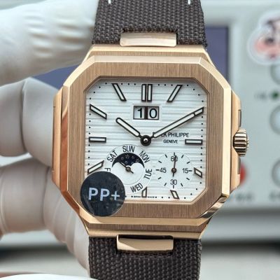 PP+Factory Swiss 1-1 Copy Patek Philippe CUBITUS Rose Gold White-faced Watch 